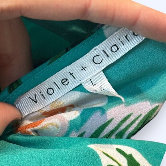 VIOLET + CLAIRE Large Floral Print Sleeveless Blouse Top Wrap Tie Lined Shirt - Picture 3 of 4